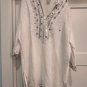 Chico's Ivory Tunic with Silver Accents